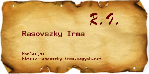 Rasovszky Irma névjegykártya